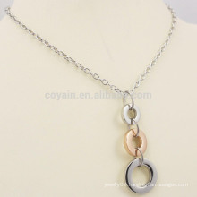 Simple Design Two Tone Metal 3 Ring Necklace Men